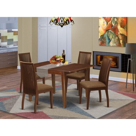 East West Furniture 5 Piece Milan Dining Set - Mahogany MLIP5-MAH-C